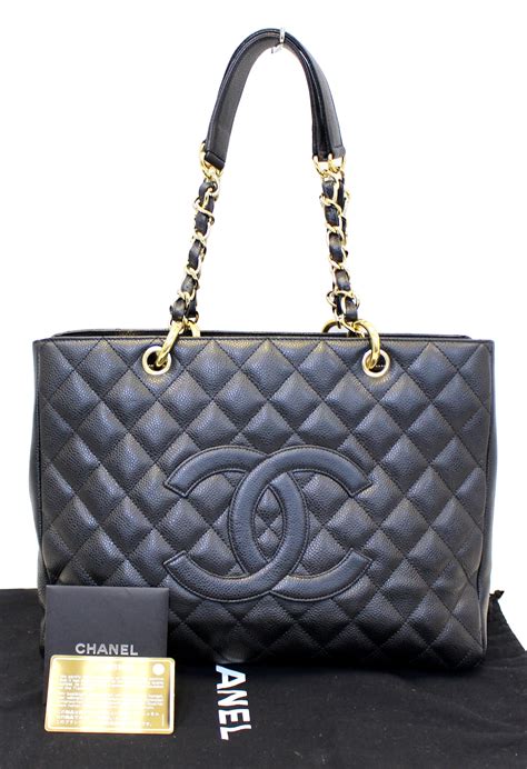 chanel black caviar tote bag|CHANEL Caviar Quilted Grand Shopping Tote GST Black.